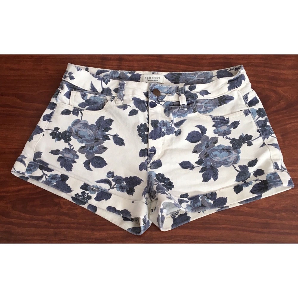Forever 21 Floral Denim Shorts